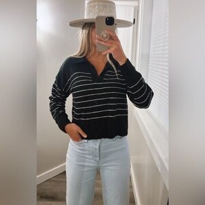 Weekend Los Angeles Amelia Sweater Stripe black white medium